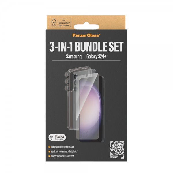 PanzerGlass Samsung Galaxy S24 Plus Skal Skärmskydd Kameraskydd 3-in-1 Bundle Set