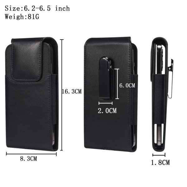 Bältesväska för Mobiltelefon 6.2-6.5" Svart