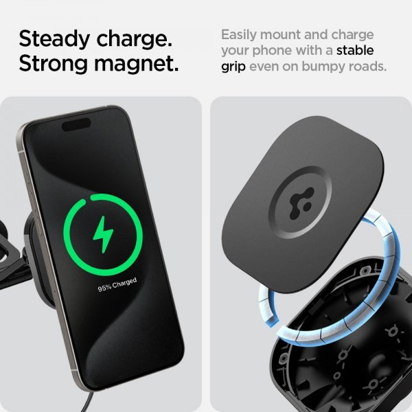 Spigen Bilhållare med trådlös laddning OneTap Pro 3 Tesla Skärmmontering MagFit