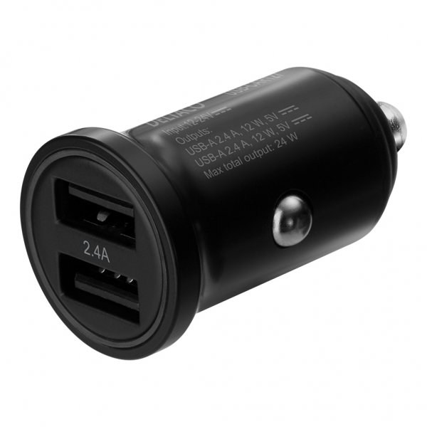 Deltaco Billaddare 24W Dubbla USB-A Svart
