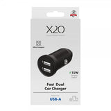 X2O Billaddare 2x12W USB-A Svart