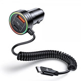 USAMS Billaddare 60W Car Charger with Spring Cable