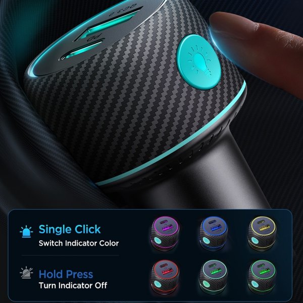 Joyroom Billaddare CCN01 60W Car Charger with Light Button USB-A USB-C