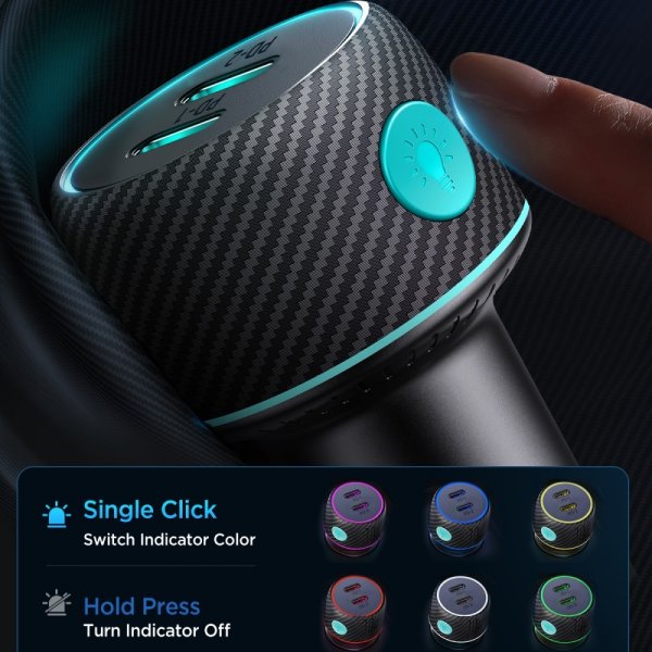 Joyroom Billaddare CCN02 70W Dual PD Car Charger with Light Button USB-C