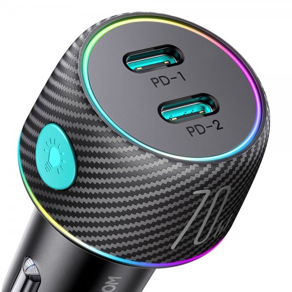 Joyroom Billaddare CCN02 70W Dual PD Car Charger with Light Button USB-C