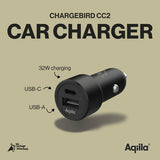 Aqiila Billaddare Chargebird CC2 USB-C + USB-A 32W Svart