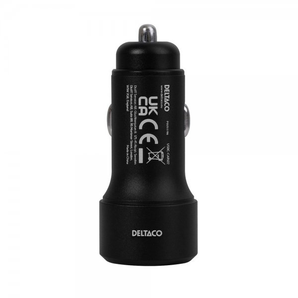Deltaco Billaddare Fast Charging Dual USB Car Charger
