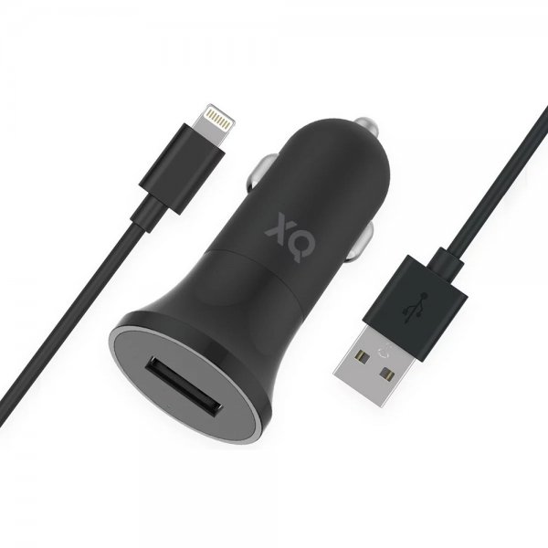 Xqisit Billaddare med Lightning-kabel 1m 12W Svart