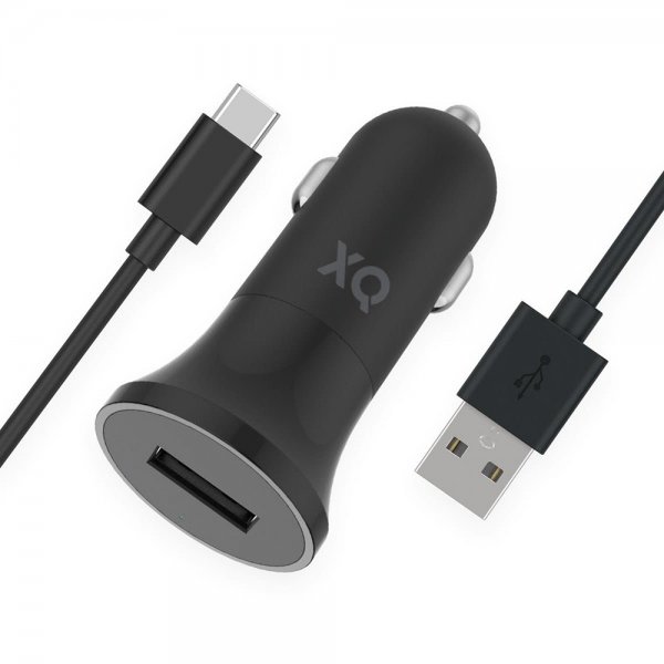 Xqisit Billaddare med USB-C Kabel 1m 12W Svart