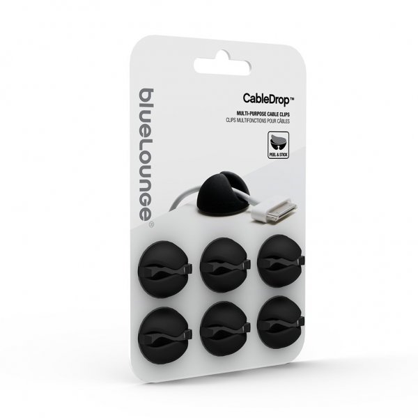 Bluelounge CableDrop Sladdhållare 6-Pack Svart