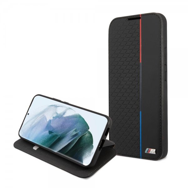 BMW Samsung Galaxy S22 Fodral Triangle Pattern & Tricolor Stripe Svart