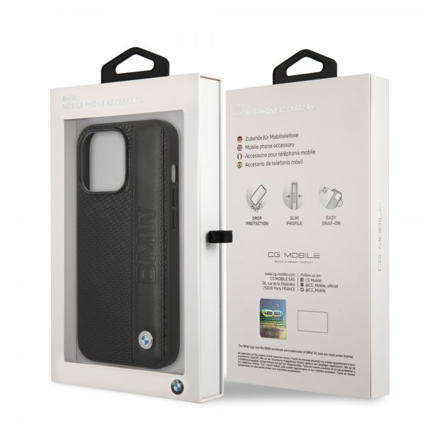 BMW iPhone 14 Pro Max Skal Big Logo Stripe Svart