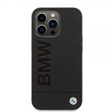 BMW iPhone 14 Pro Skal Hot Stamp Metal Logo Svart