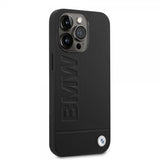BMW iPhone 14 Pro Skal Hot Stamp Metal Logo Svart