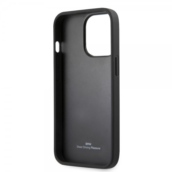 BMW iPhone 14 Pro Skal Hot Stamp Metal Logo Svart