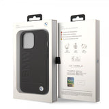 BMW iPhone 14 Pro Skal Hot Stamp Metal Logo Svart
