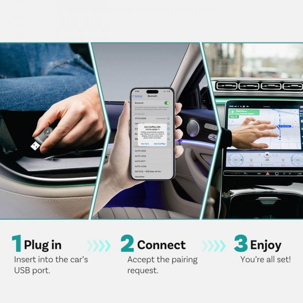Ottocast Mini Trådlös Apple CarPlay/Android Auto Adapter