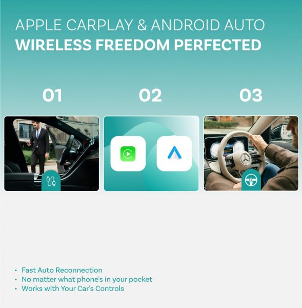 Ottocast Play2Video Ultra Trådlös CarPlay/Android Auto Adapter Allt-i-1