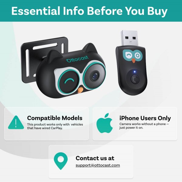 Ottocast Cabin Care Trådlös Apple CarPlay Adapter med Kamera