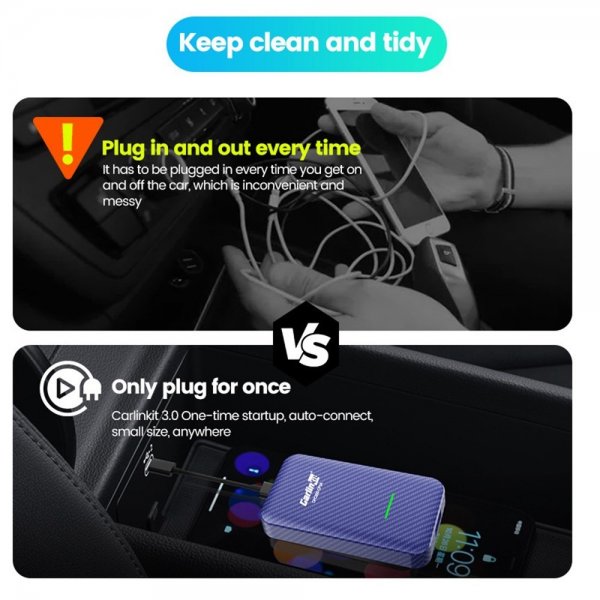 Carlinkit 4.0 Apple Carplay/Android Auto Trådlös Adapter
