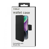 Celly iPhone 16e/17e Fodral Wally Wallet Case Svart