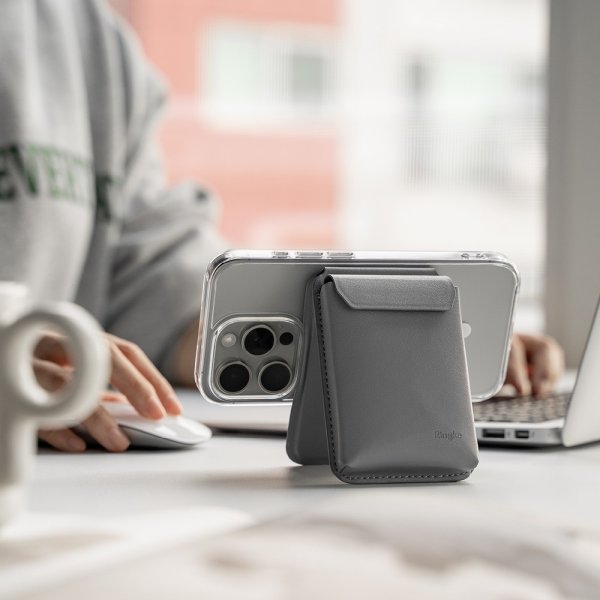 Ringke Korthållare Stand Pocket Magnetic MagSafe Light Gray