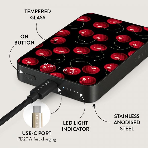 Burga Powerbank MagSafe 5000 mAh Cherrybomb Metallgrå