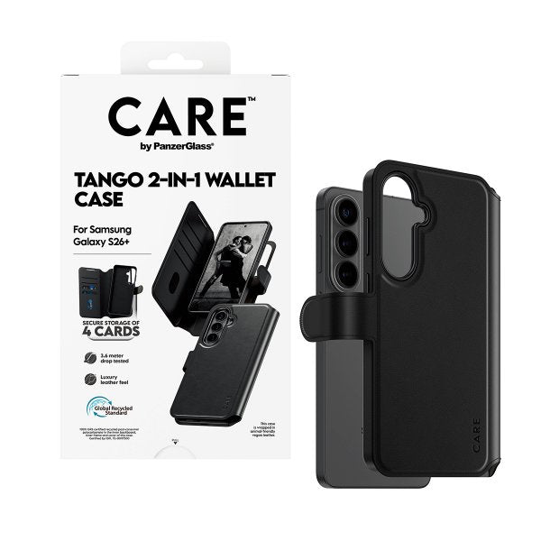 CARE by PanzerGlass Samsung Galaxy S26 Plus Fodral Tango Two-in-One Wallet MagSafe Svart