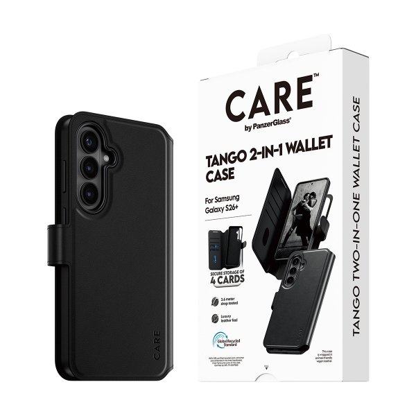 CARE by PanzerGlass Samsung Galaxy S26 Plus Fodral Tango Two-in-One Wallet MagSafe Svart