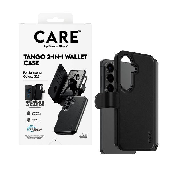 CARE by PanzerGlass Samsung Galaxy S26 Fodral Tango Two-in-One Wallet MagSafe Svart
