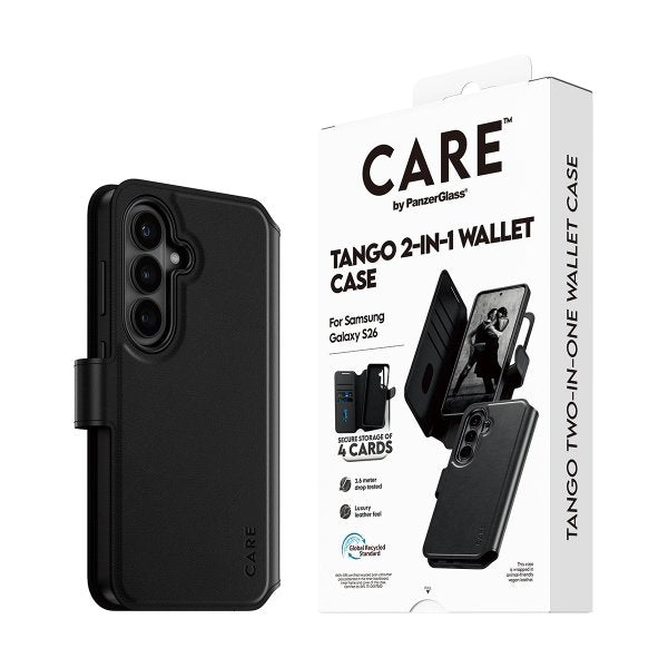 CARE by PanzerGlass Samsung Galaxy S26 Fodral Tango Two-in-One Wallet MagSafe Svart