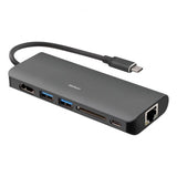 Deltaco Dockningsstation USB-C med HDMI/RJ45/USB-C Svart