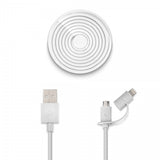 Usbepower DUO Micro-USB/Lightning Kabel 1.2 meter Vit
