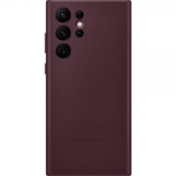 Samsung Original Galaxy S22 Ultra Skal Leather Cover Burgundy
