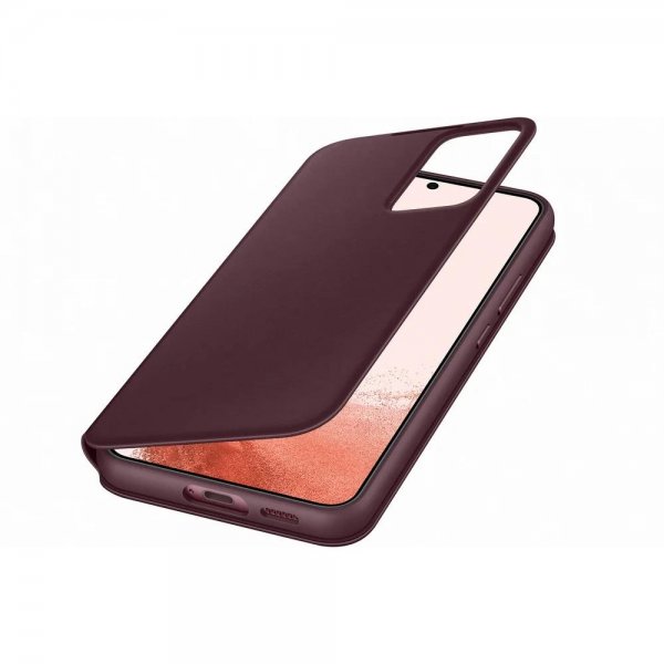 Samsung Original Galaxy S22 Fodral Smart Clear View Cover Burgundy