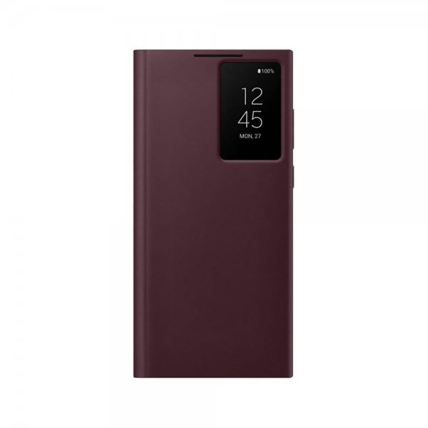 Samsung Original Galaxy S22 Ultra Fodral Smart Clear View Cover Burgundy
