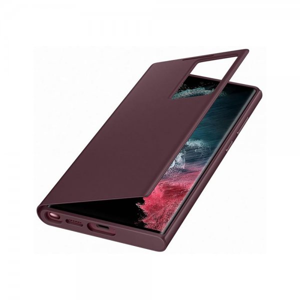 Samsung Original Galaxy S22 Ultra Fodral Smart Clear View Cover Burgundy