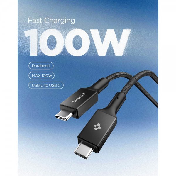Spigen Essential Kabel Fabric USB-C/USB-C 100W 1.5m Svart