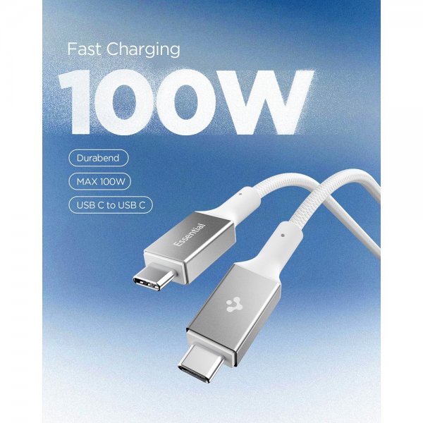 Spigen Essential Kabel Fabric USB-C/USB-C 100W 1.5m Vit