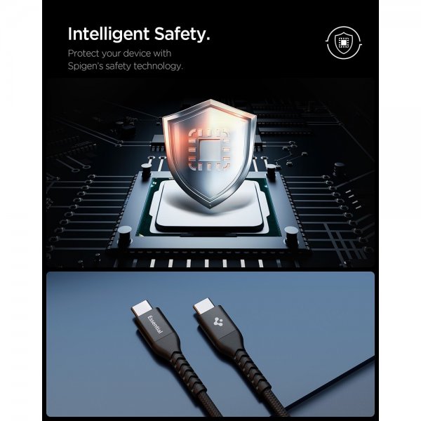 Spigen Essential Kabel Fabric USB-C/USB-C 100W 1m Svart