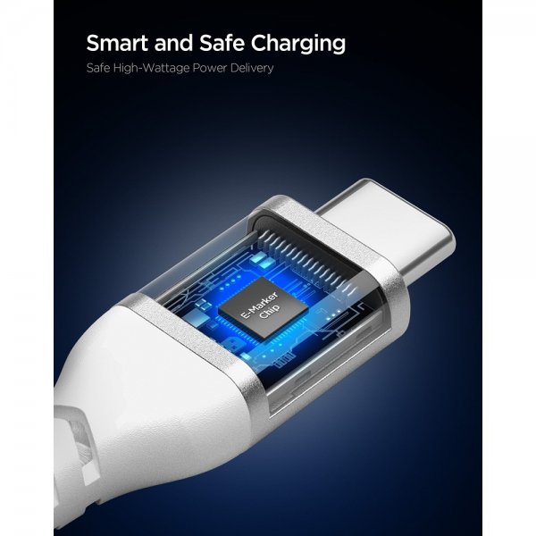 Spigen Essential Kabel Fabric USB-C/USB-C 100W 1m Vit