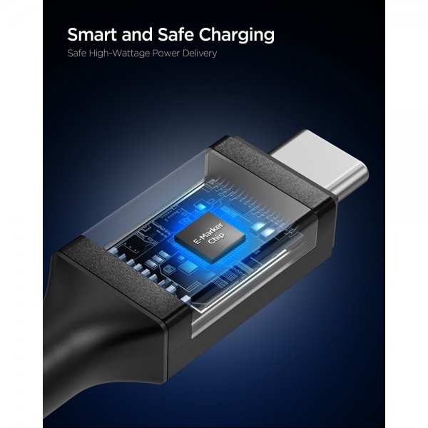 Spigen Essential Kabel Fabric USB-C/USB-C 240W 1.5m Svart