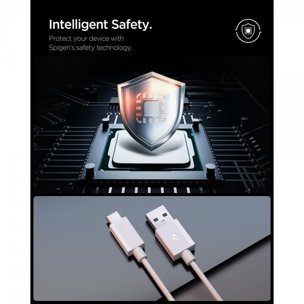 Spigen Essential Kabel USB-A till USB-C 60W 1m Vit