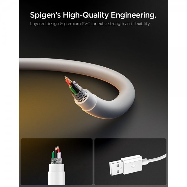 Spigen Essential Kabel USB-A till USB-C 60W 1m Vit
