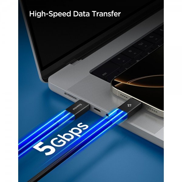 Spigen Essential Kabel USB-C till USB-C 100W 1m Svart