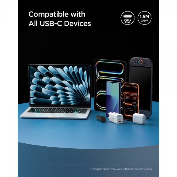 Spigen Essential Kabel USB-C till USB-C 100W 1m Svart