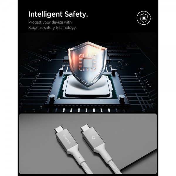 Spigen Essential Kabel USB-C till USB-C 100W 1m Vit