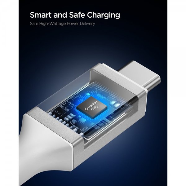 Spigen Essential Kabel USB-C till USB-C 100W 2m Vit