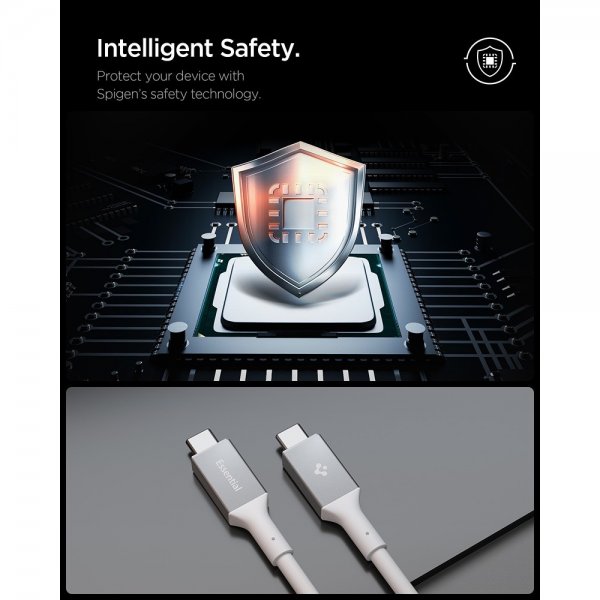 Spigen Essential Kabel USB-C till USB-C 100W 2m Vit