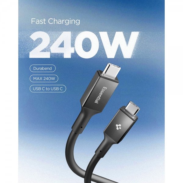 Spigen Essential Kabel USB-C till USB-C 240W 1.2m Svart
